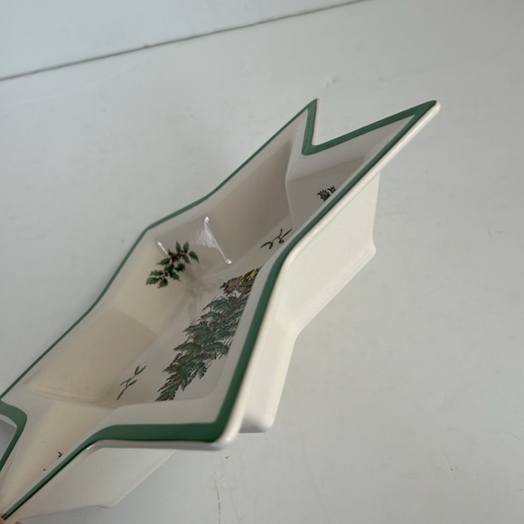 Spode Christmas Tree England star shape serving dish hors d’oeuvres plate cream - Picture 9 of 15